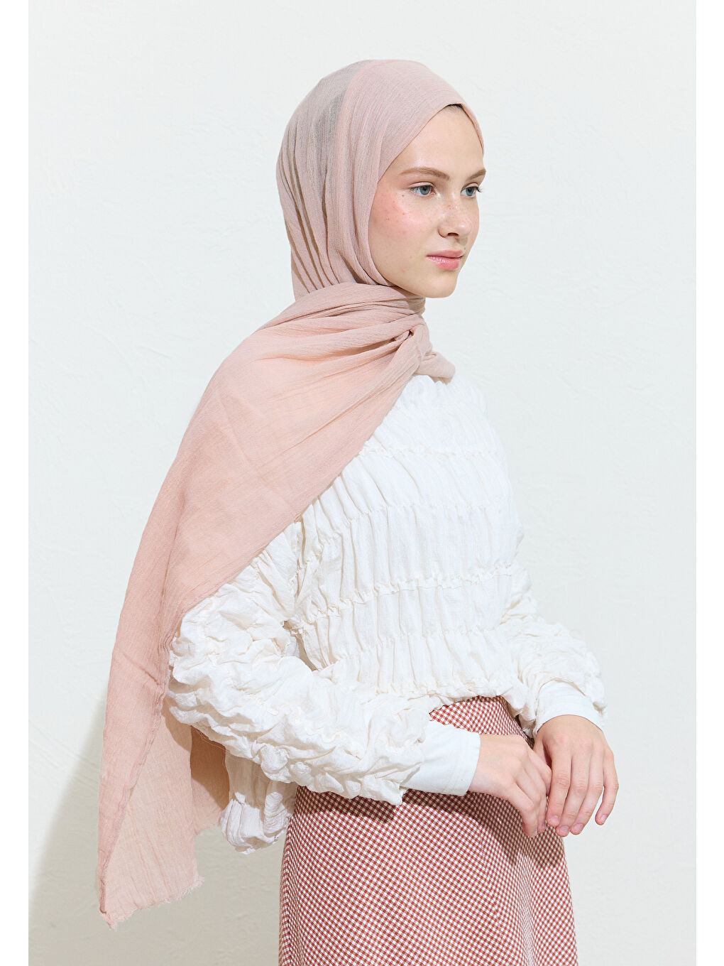 Pembe Strawberry Mılkshake Pamuklu Keten Şal