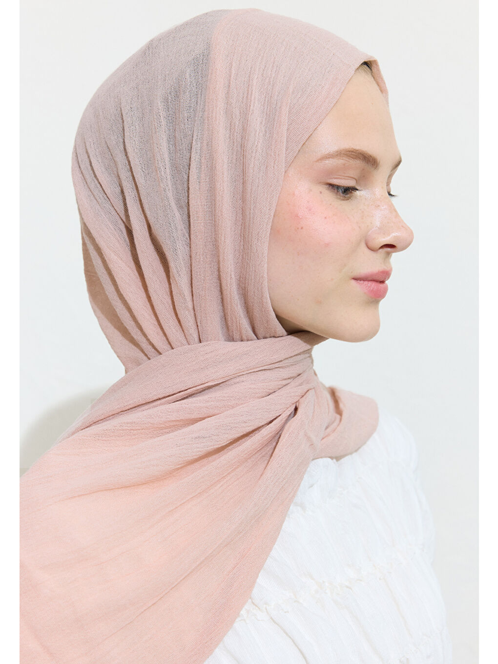 Pembe Strawberry Mılkshake Pamuklu Keten Şal-2