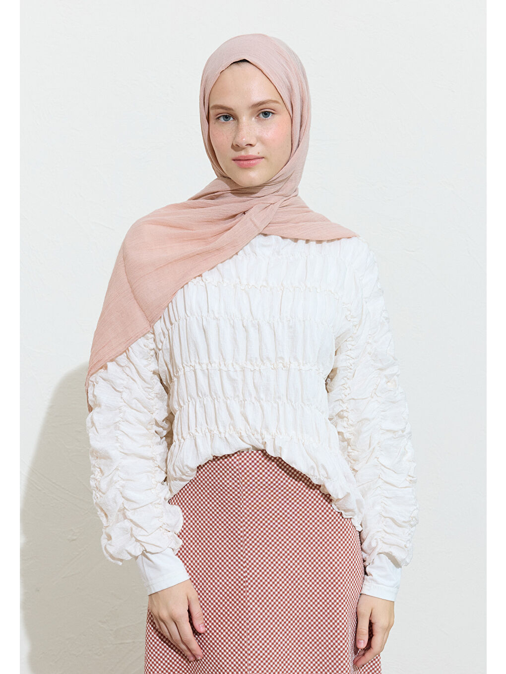 Pembe Strawberry Mılkshake Pamuklu Keten Şal-3