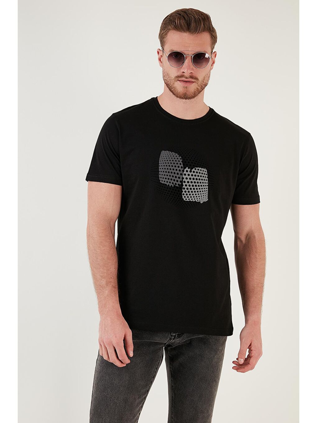 Buratti Siyah Baskılı Bisiklet Yaka % 100 Pamuk Slim Fit T Shirt 646B3950 - 4