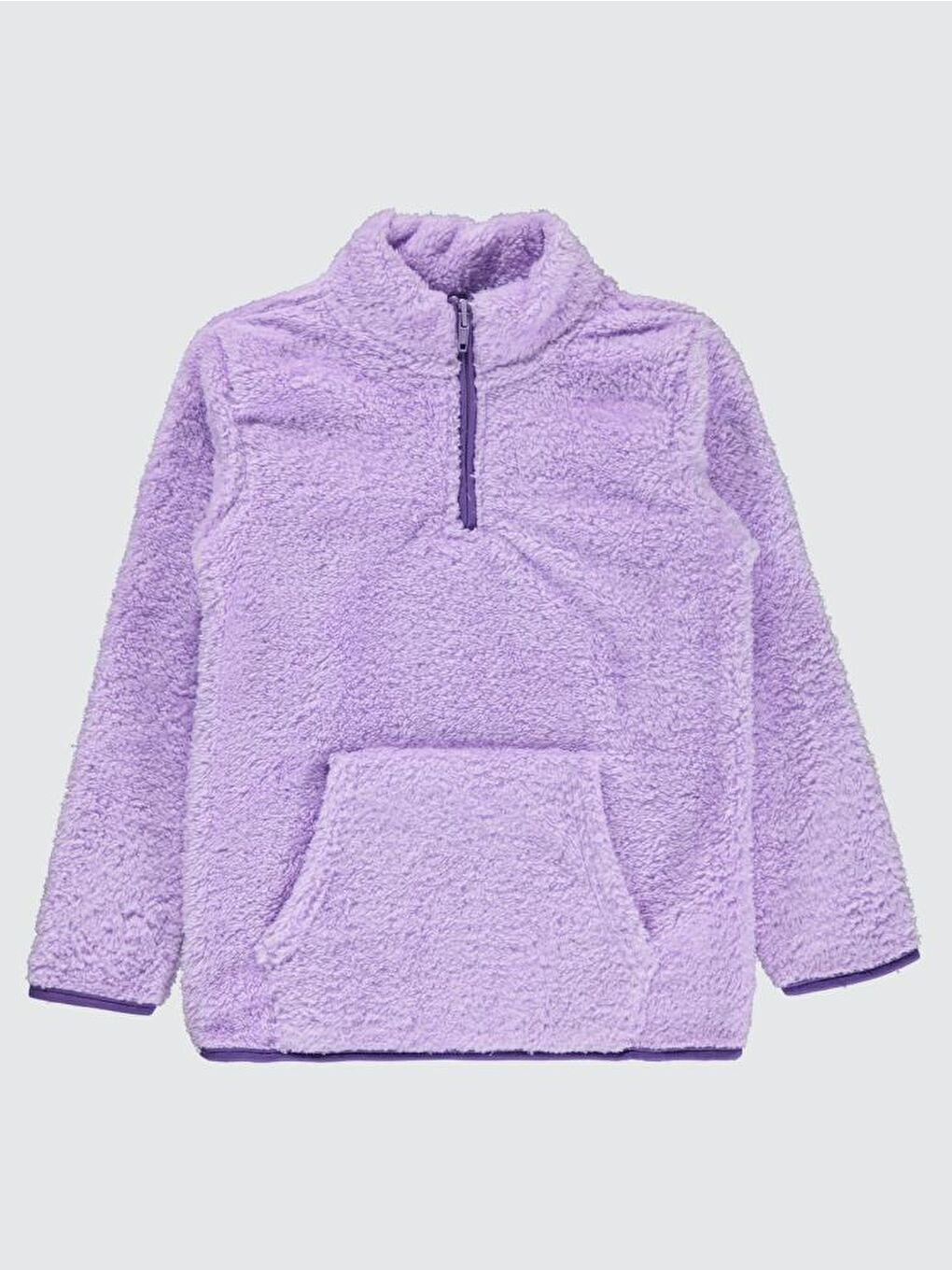 Girls Yaka Fermuar Detaylı 6-9 Yaş Sweatshirt - Lila 7-8 Yaş-1