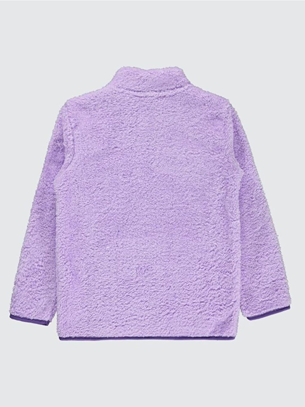 Girls Yaka Fermuar Detaylı 6-9 Yaş Sweatshirt - Lila 7-8 Yaş