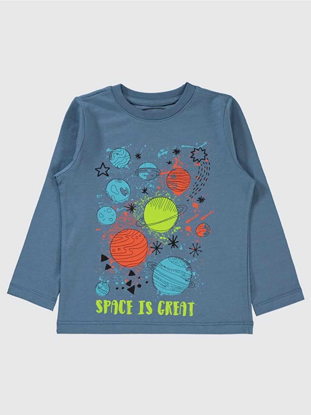 İndigo Boys Space İs Great Baskılı 2-5 Yaş Sweatshirt - Mavi 4-5 Yaş-1