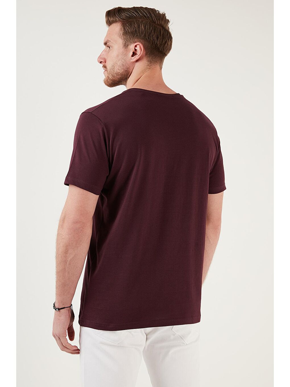 Mürdüm Baskılı % 100 Pamuk Bisiklet Yaka Slim Fit T Shirt 646B3840-4