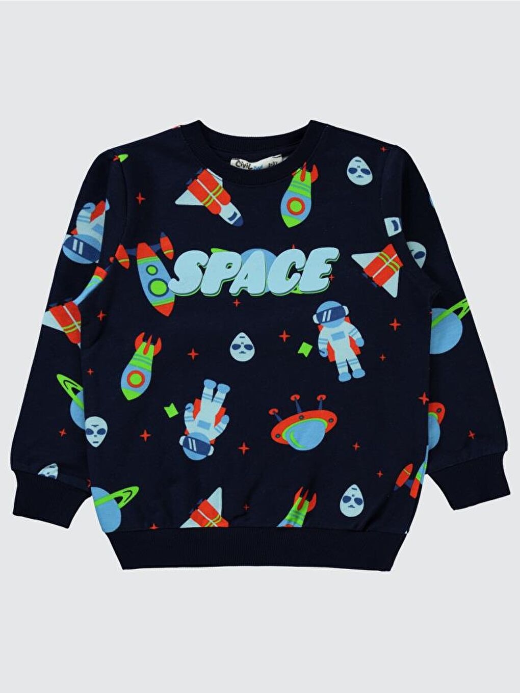 Boys Space World li 2-5 Yaş Sweatshirt - Lacivert 3-4 Yaş