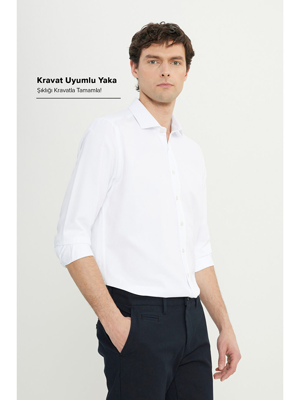 Erkek Beyaz Kolay Ütülenebilir Slim Fit Dar Kesim İtalyan Yaka Armürlü Basic Gömlek