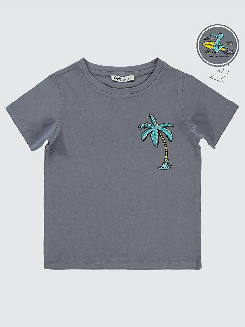 Erkek Çocuk Tişört 2-5 Yaş Gri-1
