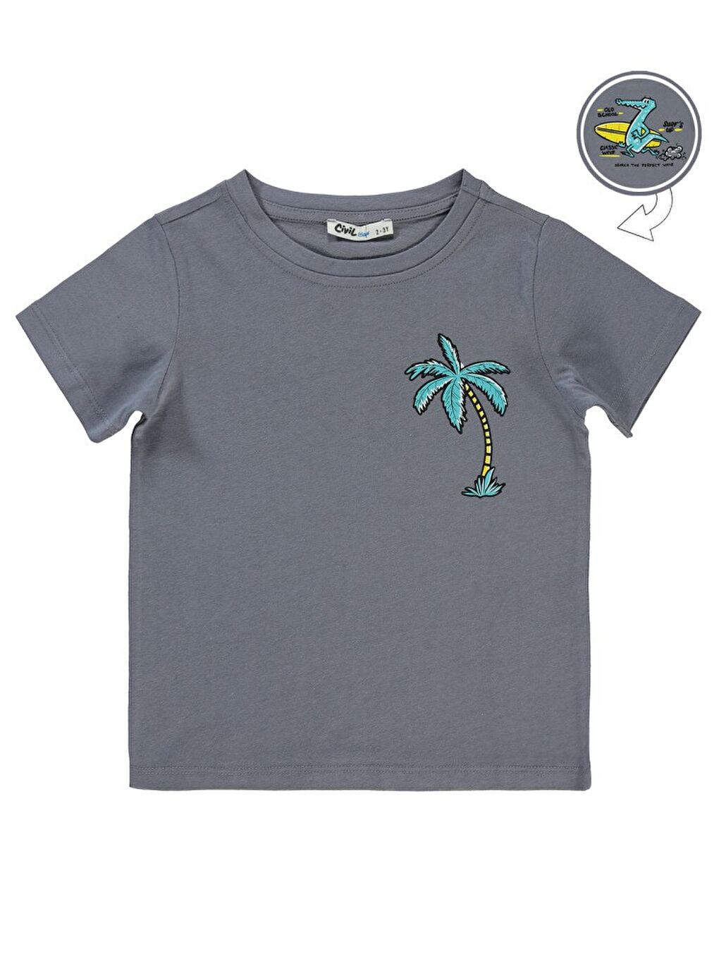 Erkek Çocuk Tişört 2-5 Yaş Gri-2
