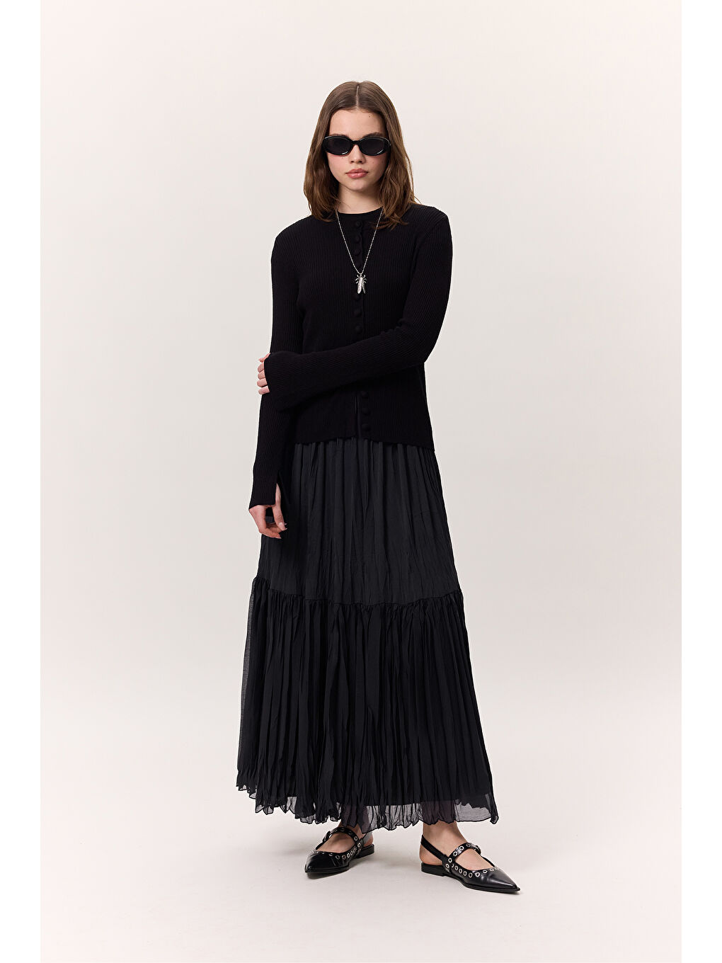 Crush Piliseli Uzun Etek Lacivert-2