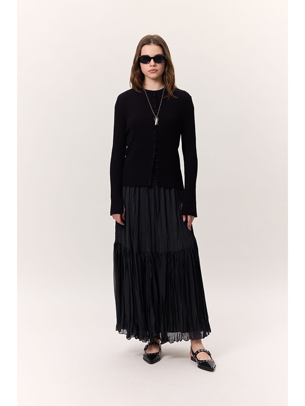 Crush Piliseli Uzun Etek Lacivert-4