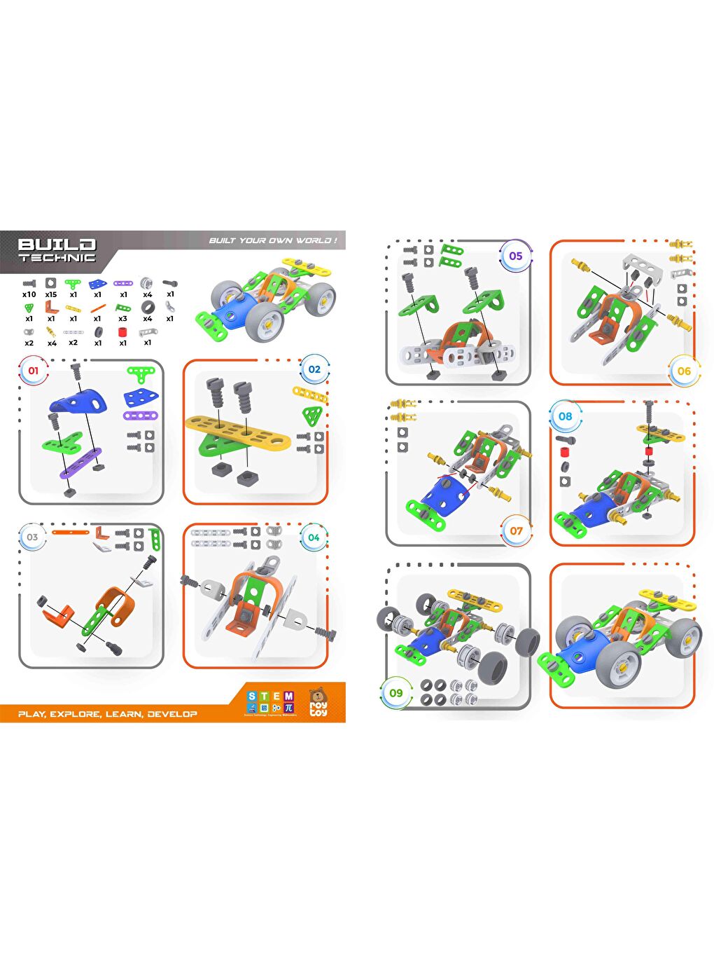 RoyToy Sök Tak Araçlar - Go-Kart (58 Parça) - 3