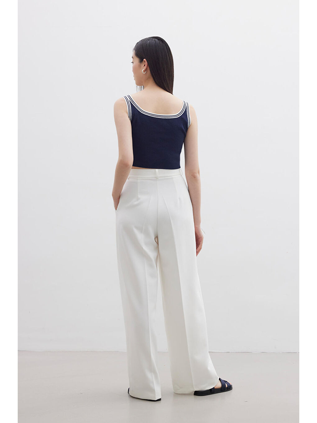 Askılı İnce Triko Bluz Lacivert-7