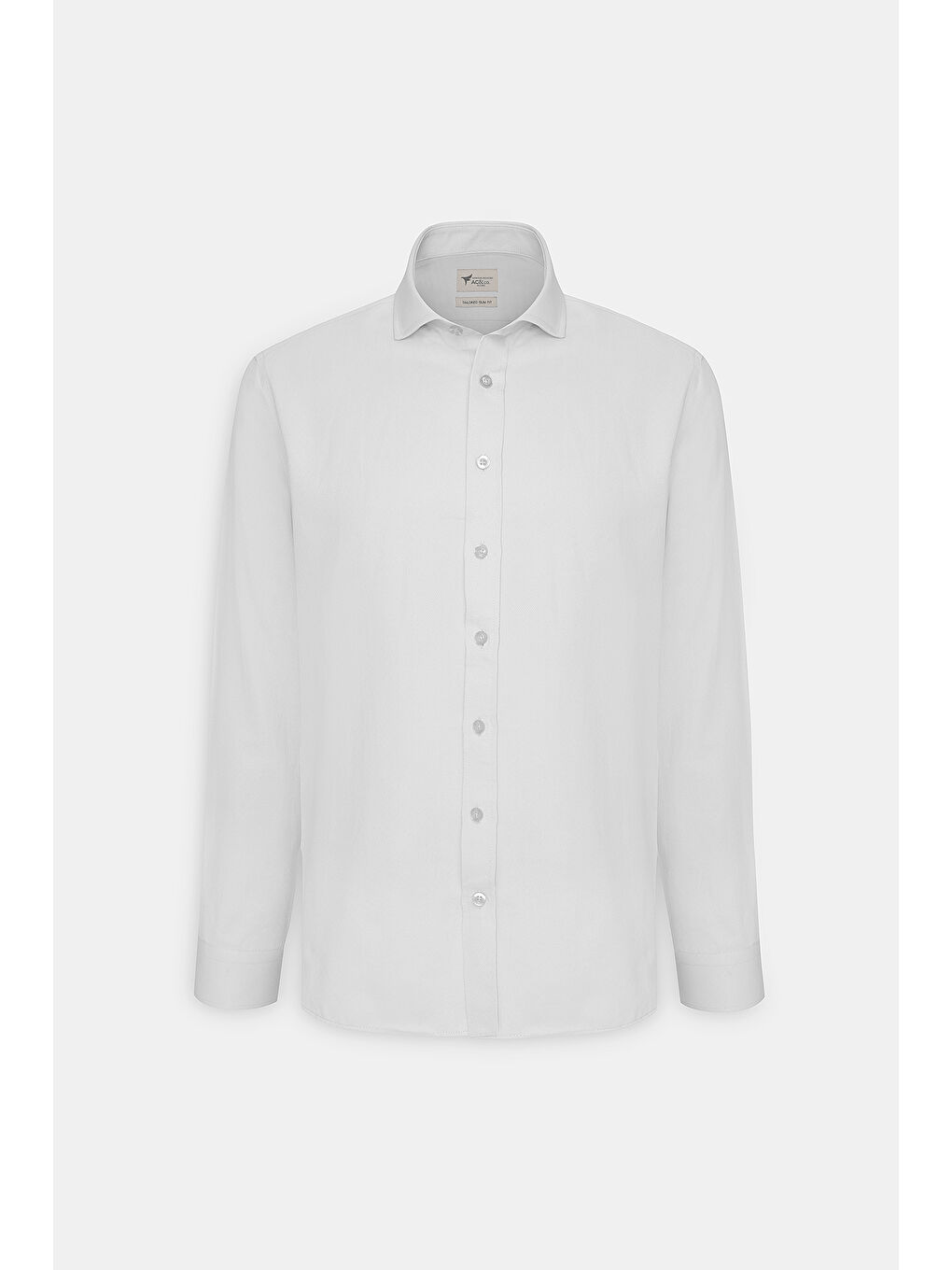 Erkek Beyaz Kolay Ütülenebilir Slim Fit Dar Kesim İtalyan Yaka Armürlü Basic Gömlek-6