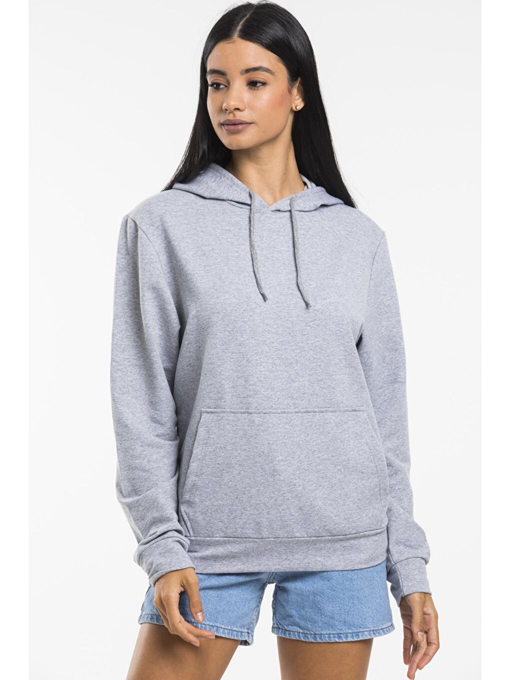 Süperlife Açık Gri Kadın Kapşonlu Oversize Fit Sweatshirt spr21k55 - 3