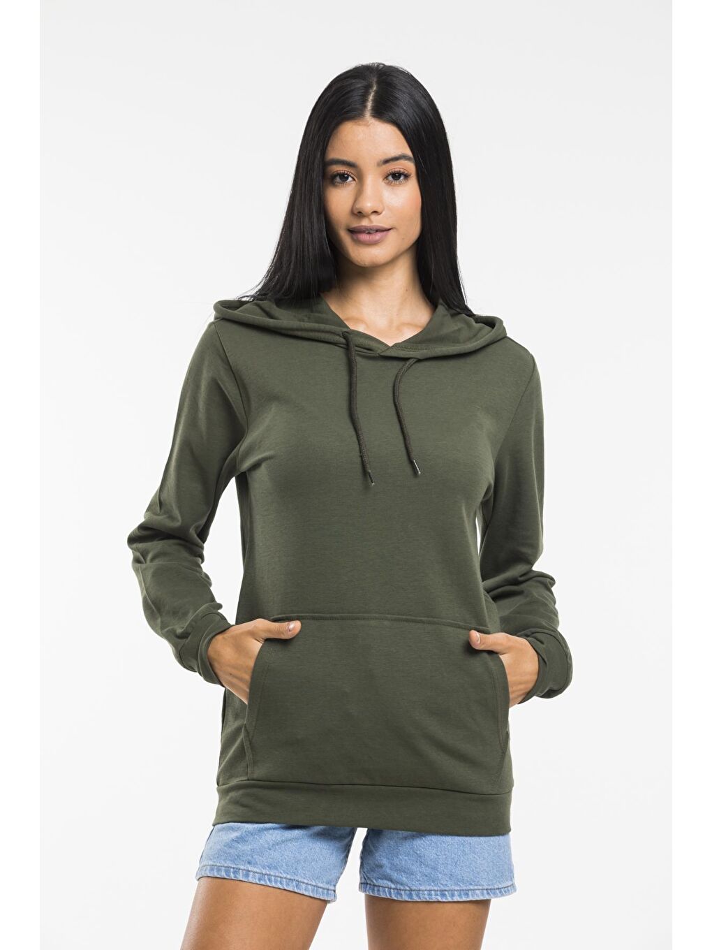 Süperlife Haki Kadın Kapüşonlu Oversize Fit Sweatshirt spr21k55 - 3