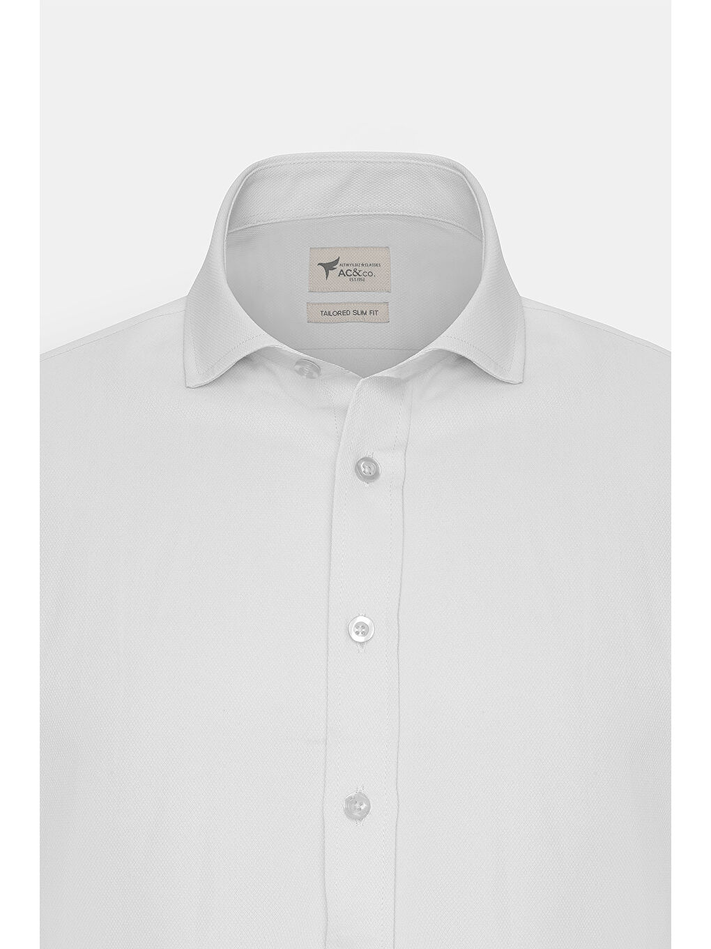 Erkek Beyaz Kolay Ütülenebilir Slim Fit Dar Kesim İtalyan Yaka Armürlü Basic Gömlek-7