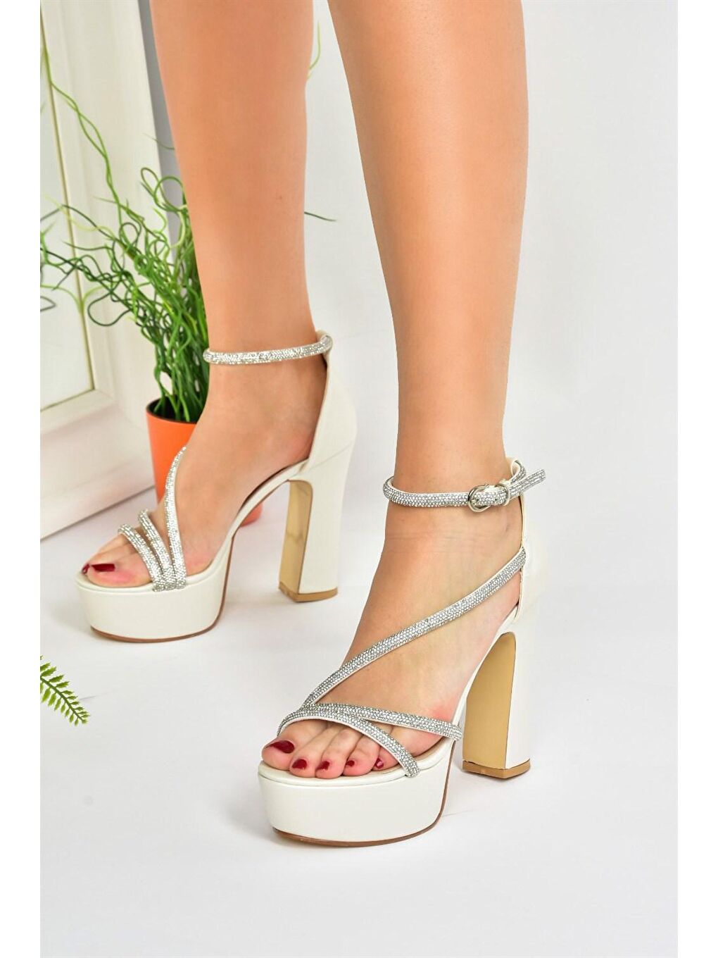 Ekru Kadın Abiye Ayakkabı M246053509-2