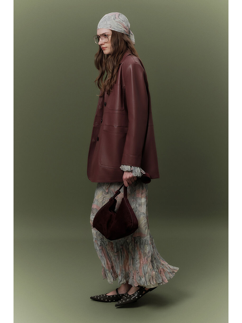 Pembe Retro Deri Ceket Gülkurusu