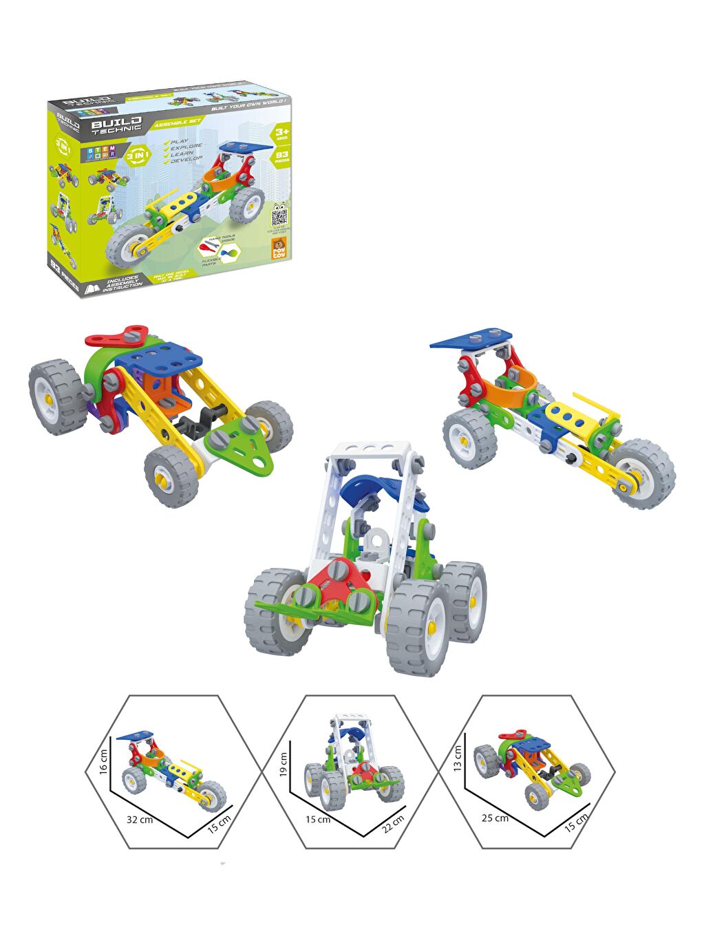 RoyToy Sök Tak Araçlar - 3in1 Set (93 Parça)