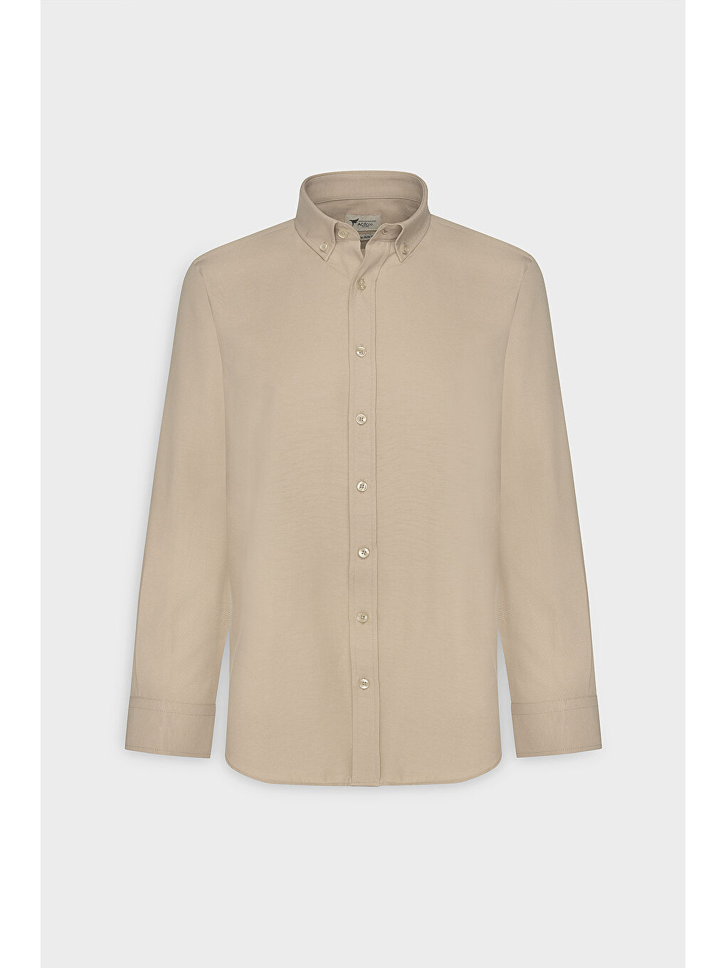 Erkek Bej Tailored Slim Fit Dar Kesim Düğmeli Yaka Oxford Gömlek-7