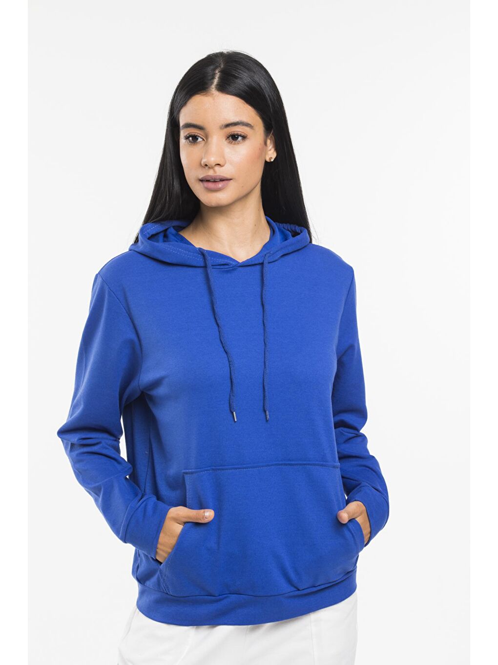 Süperlife Mavi Kadın Kapşonlu Oversize Fit Sweatshirt spr21k55 - 1