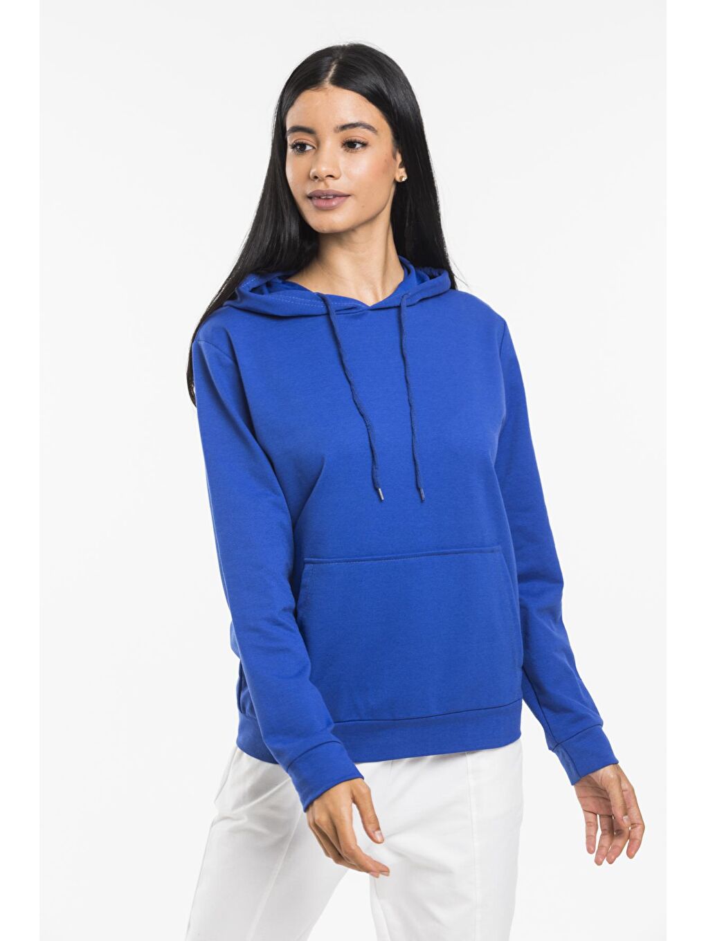 Süperlife Mavi Kadın Kapşonlu Oversize Fit Sweatshirt spr21k55 - 3