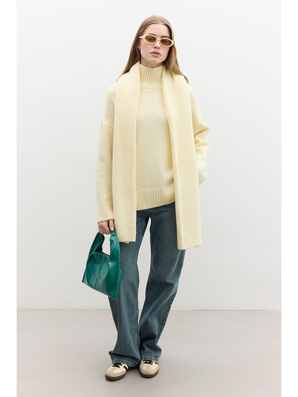 Oversize Yumuşak Kazak Sarı-2