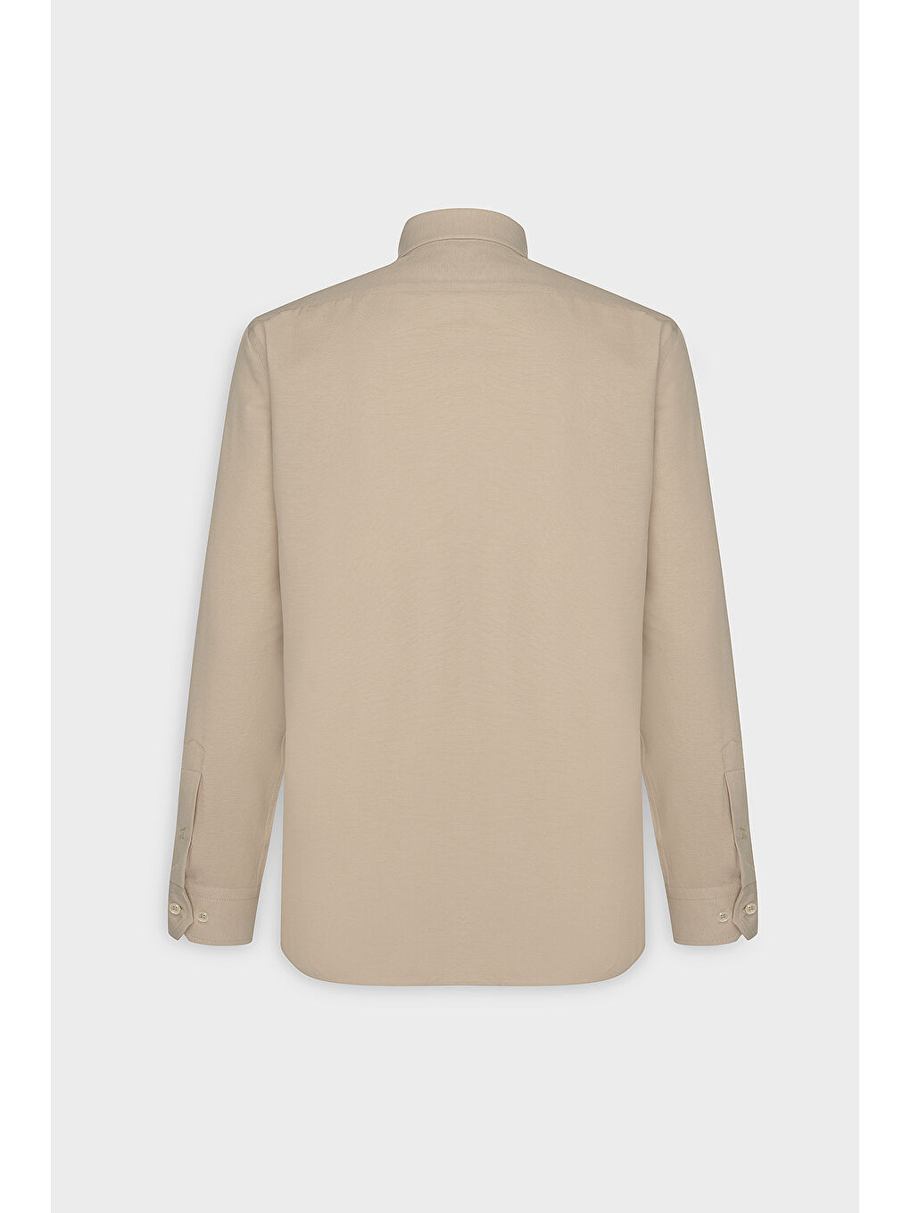 Erkek Bej Tailored Slim Fit Dar Kesim Düğmeli Yaka Oxford Gömlek-10