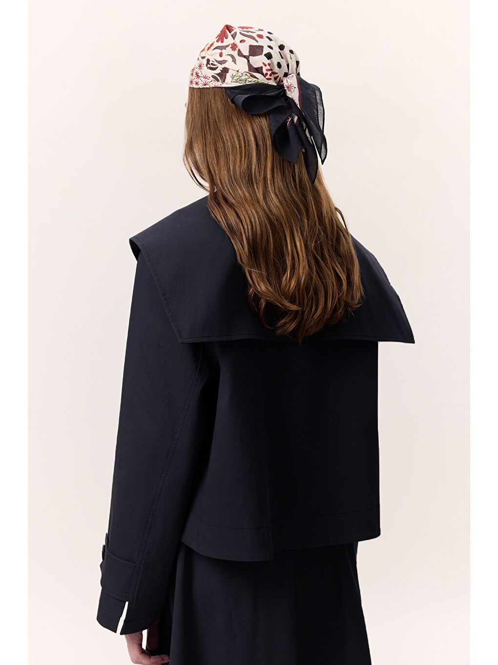 Geniş Yaka Gabardin Ceket Lacivert-7