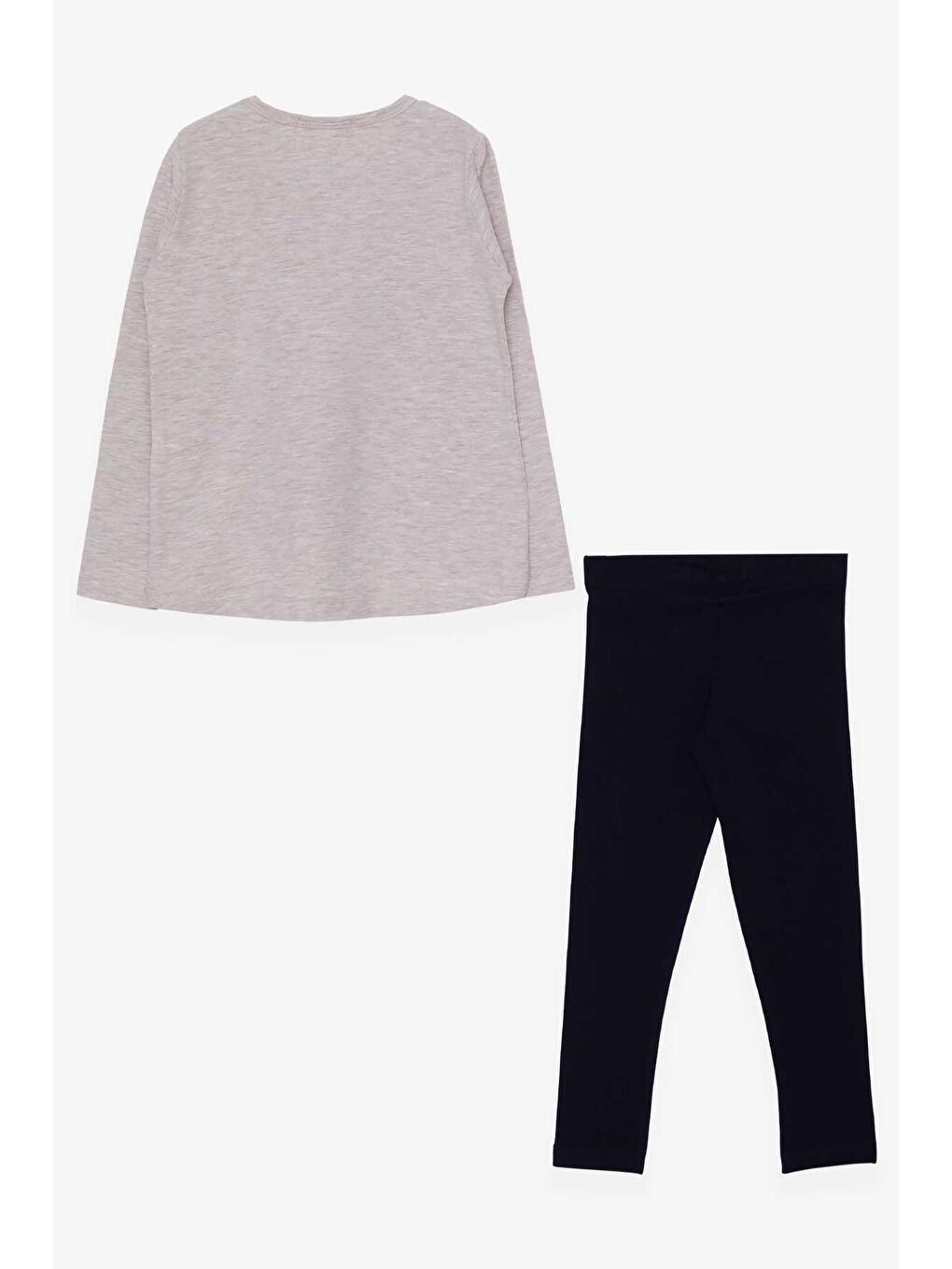 Kız Çocuk Taytlı Takım Kız Baskılı Bej Melanj (4-8 Yaş)-1