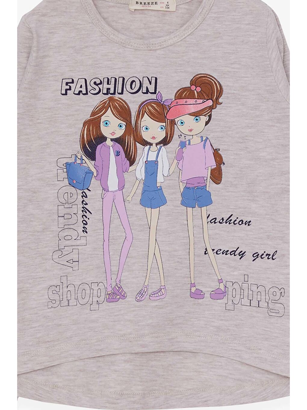 Kız Çocuk Taytlı Takım Kız Baskılı Bej Melanj (4-8 Yaş)-2