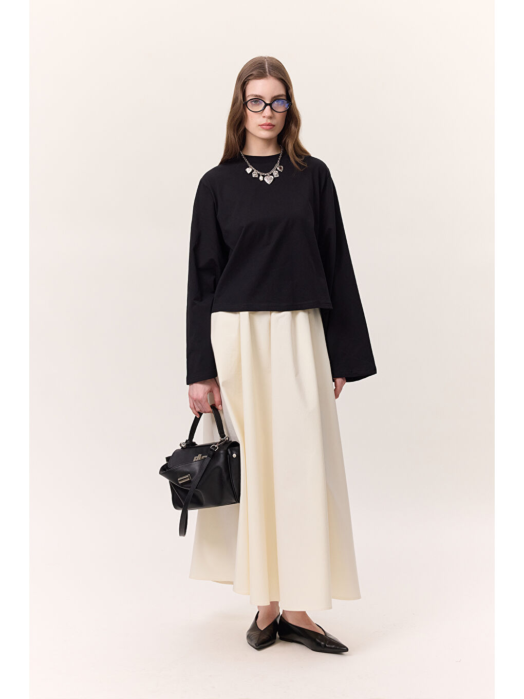 Uzun Kollu Kısa Tshırt Siyah-2