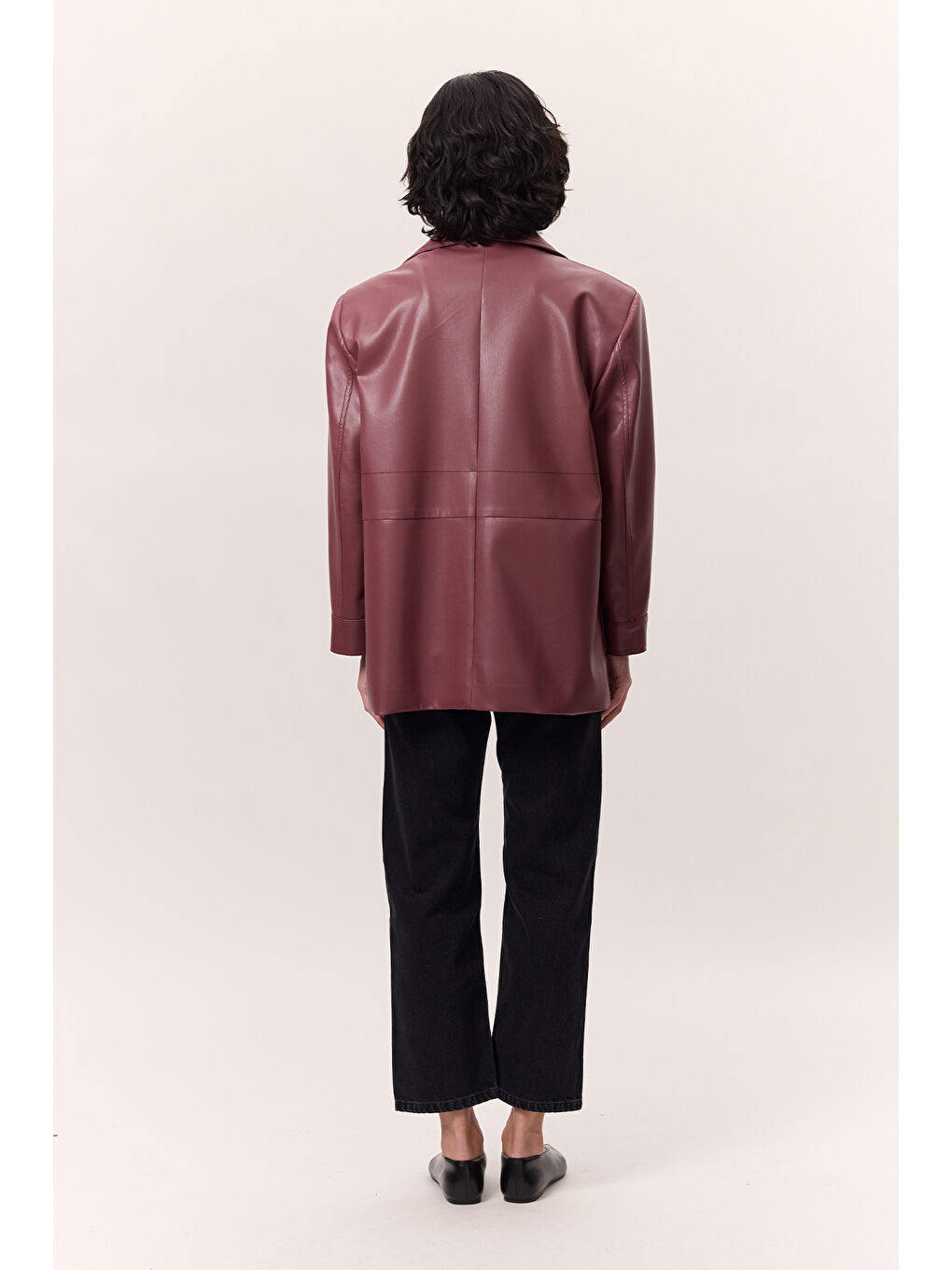 Pembe Retro Deri Ceket Gülkurusu-7