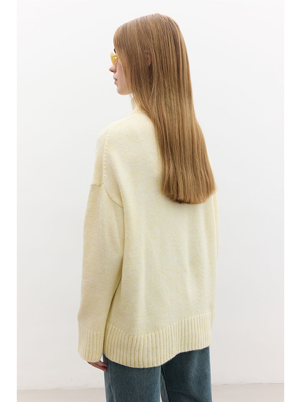 Oversize Yumuşak Kazak Sarı-6