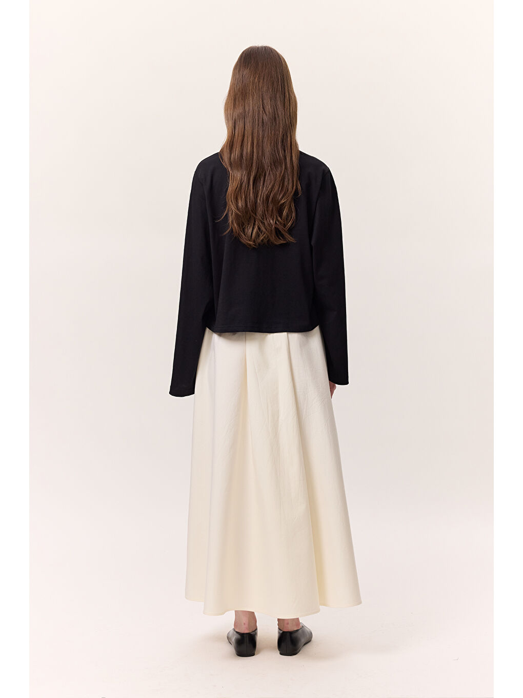 Uzun Kollu Kısa Tshırt Siyah-3