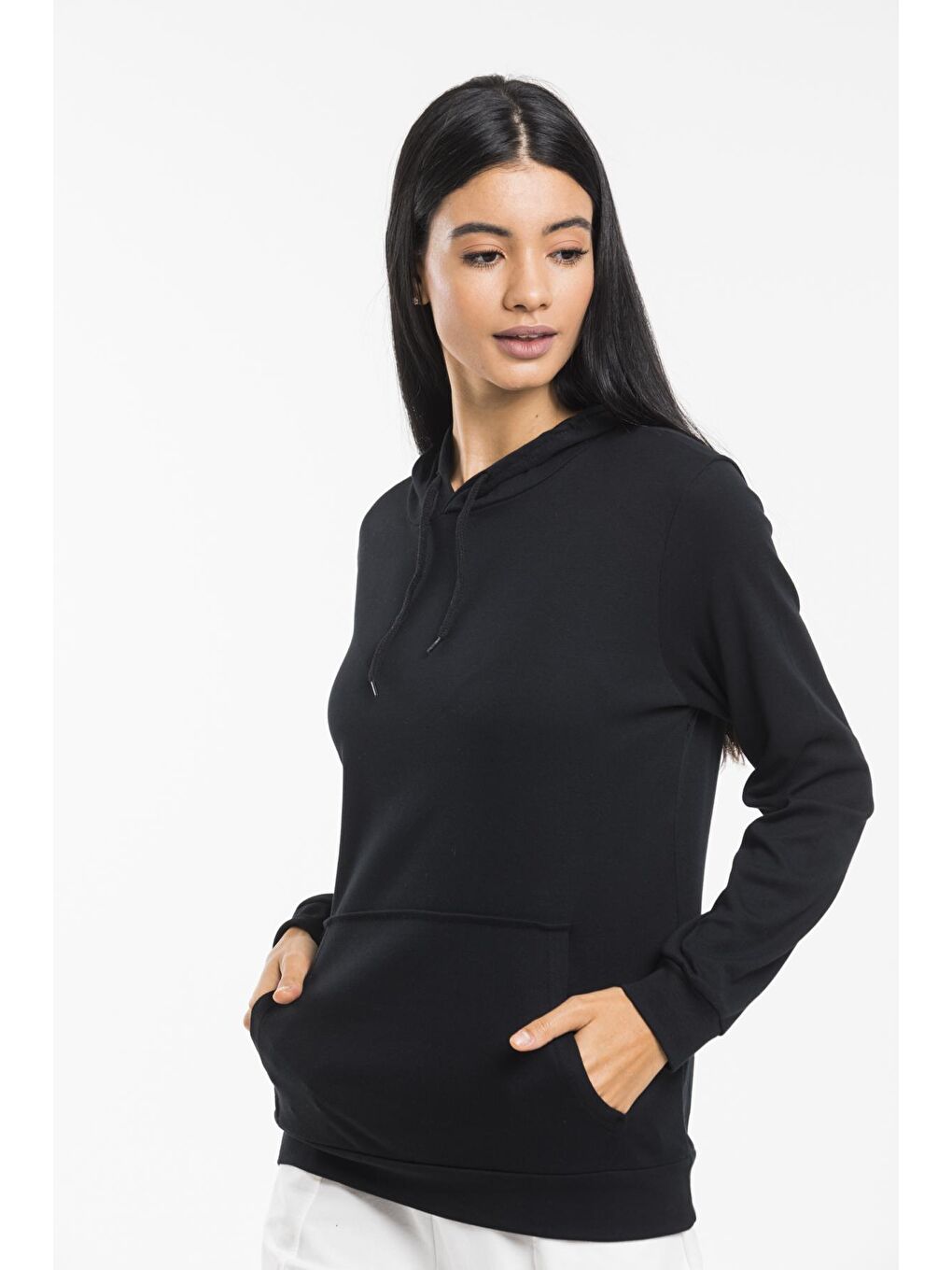 Süperlife Siyah Kadın Kapşonlu Oversize Fit Sweatshirt spr21k55 - 2