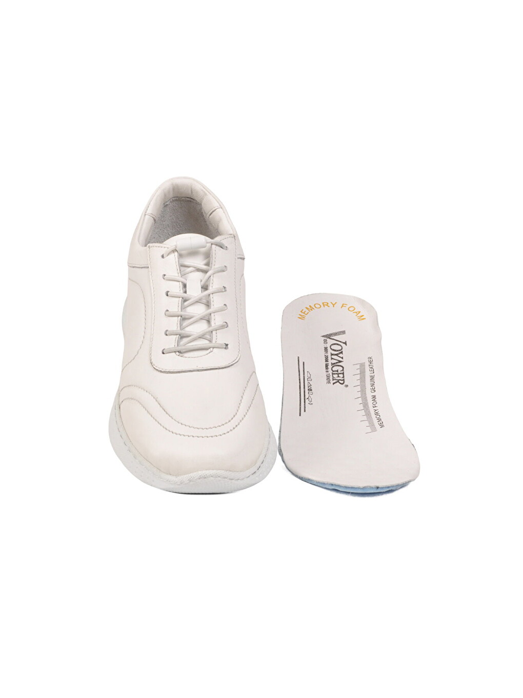 Beyaz Hakiki Deri Hafızalı Taban Lastik Bağcıklı Kadın Casual Ayakkabı Sneaker 8439 Z
