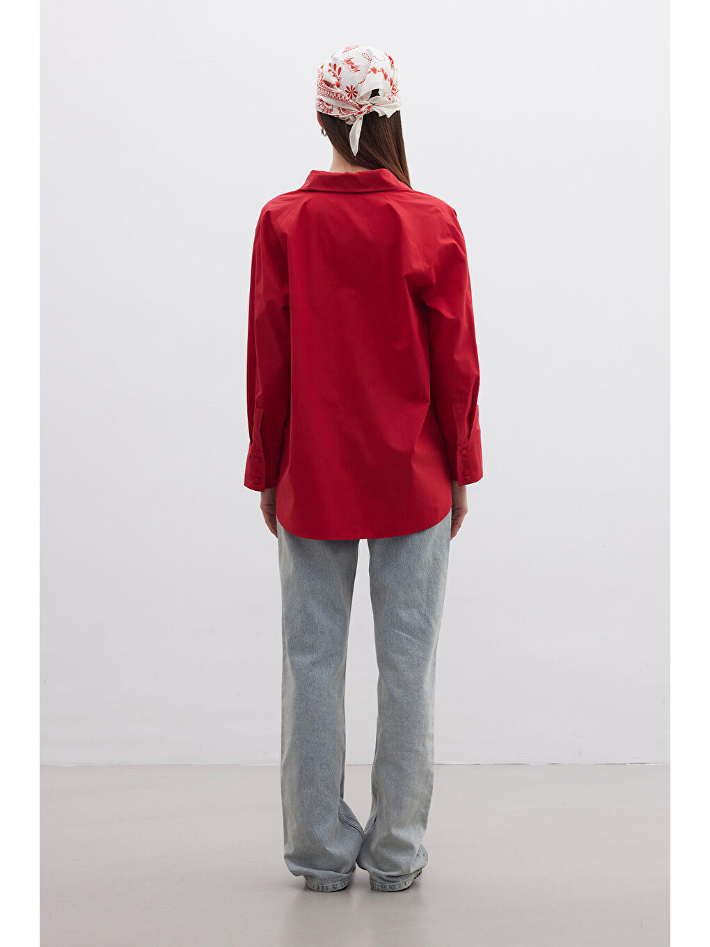 Cep Bağlama Detaylı Gömlek Kırmızı-7