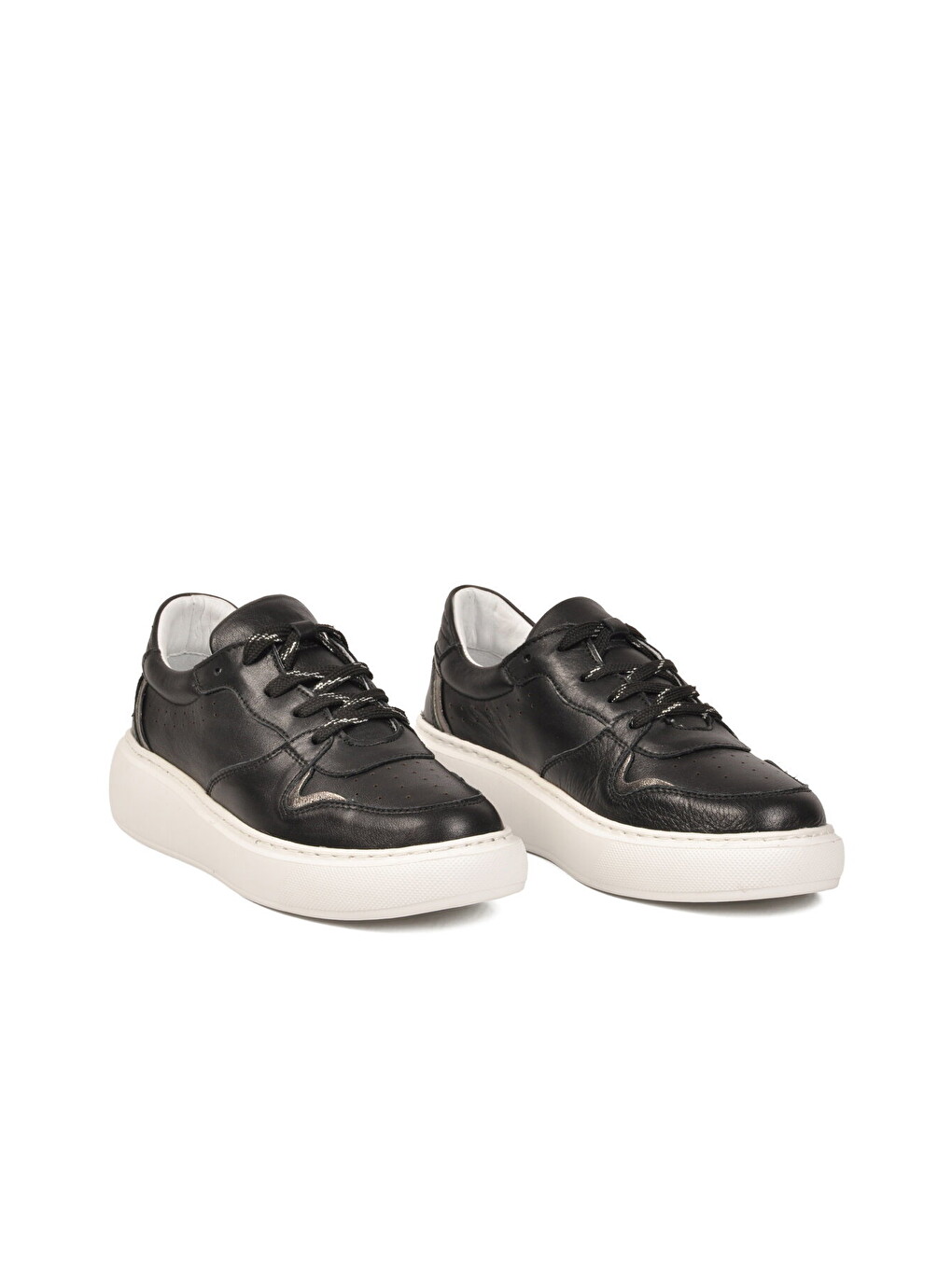 Siyah Hakiki Deri Anatomik Tabanlı Kadın Casual Ayakkabı Sneaker Z202 Z-1