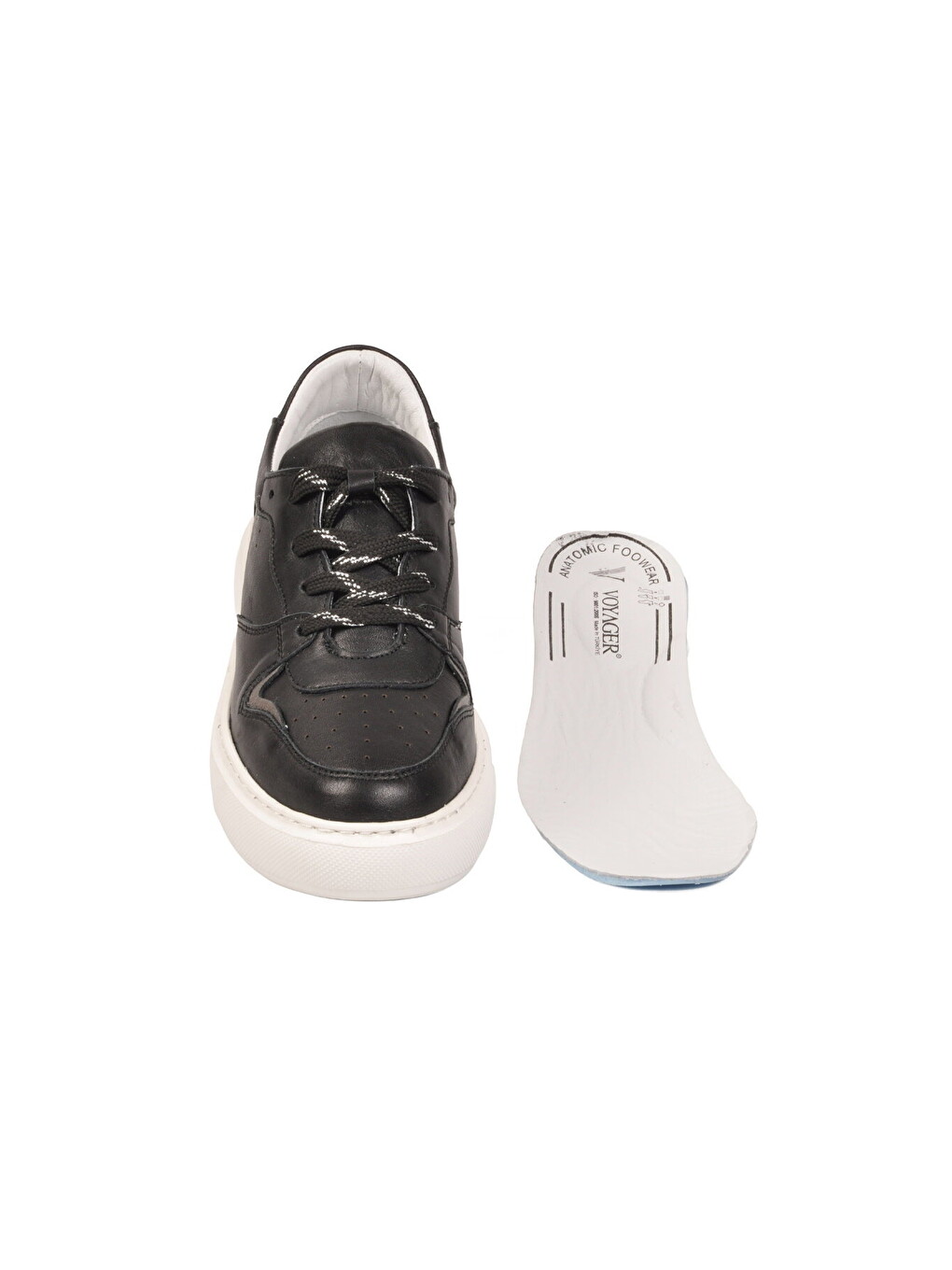Siyah Hakiki Deri Anatomik Tabanlı Kadın Casual Ayakkabı Sneaker Z202 Z-2