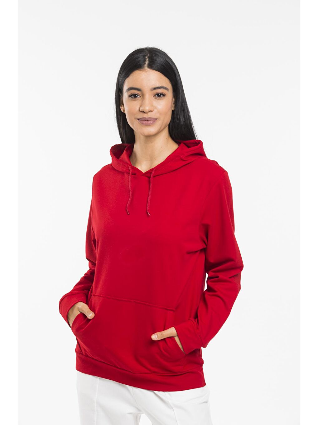 Süperlife Kırmızı Kadın Kapşonlu Oversize Fit Sweatshirt spr21k55 - 1