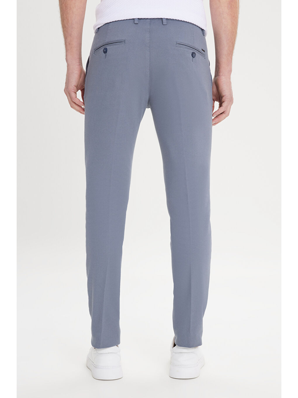 Erkek Petrol Slim Fit Dar Kesim Yan Cepli Pamuklu Esnek Armürlü Pantolon-6