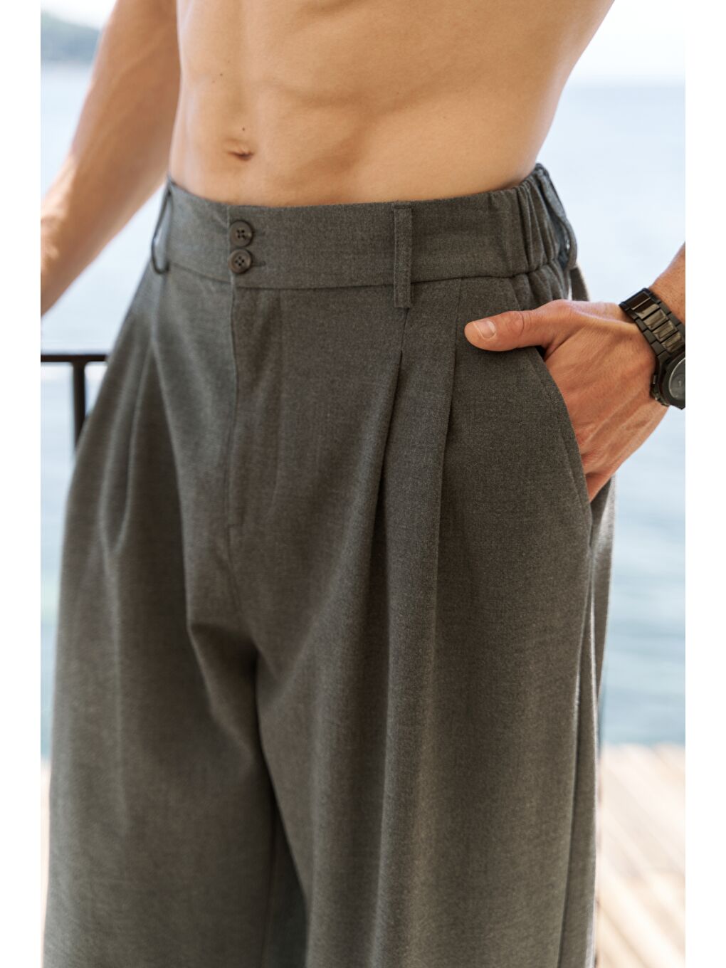 Gri Geaohrid Füme Erkek Pantolon-6