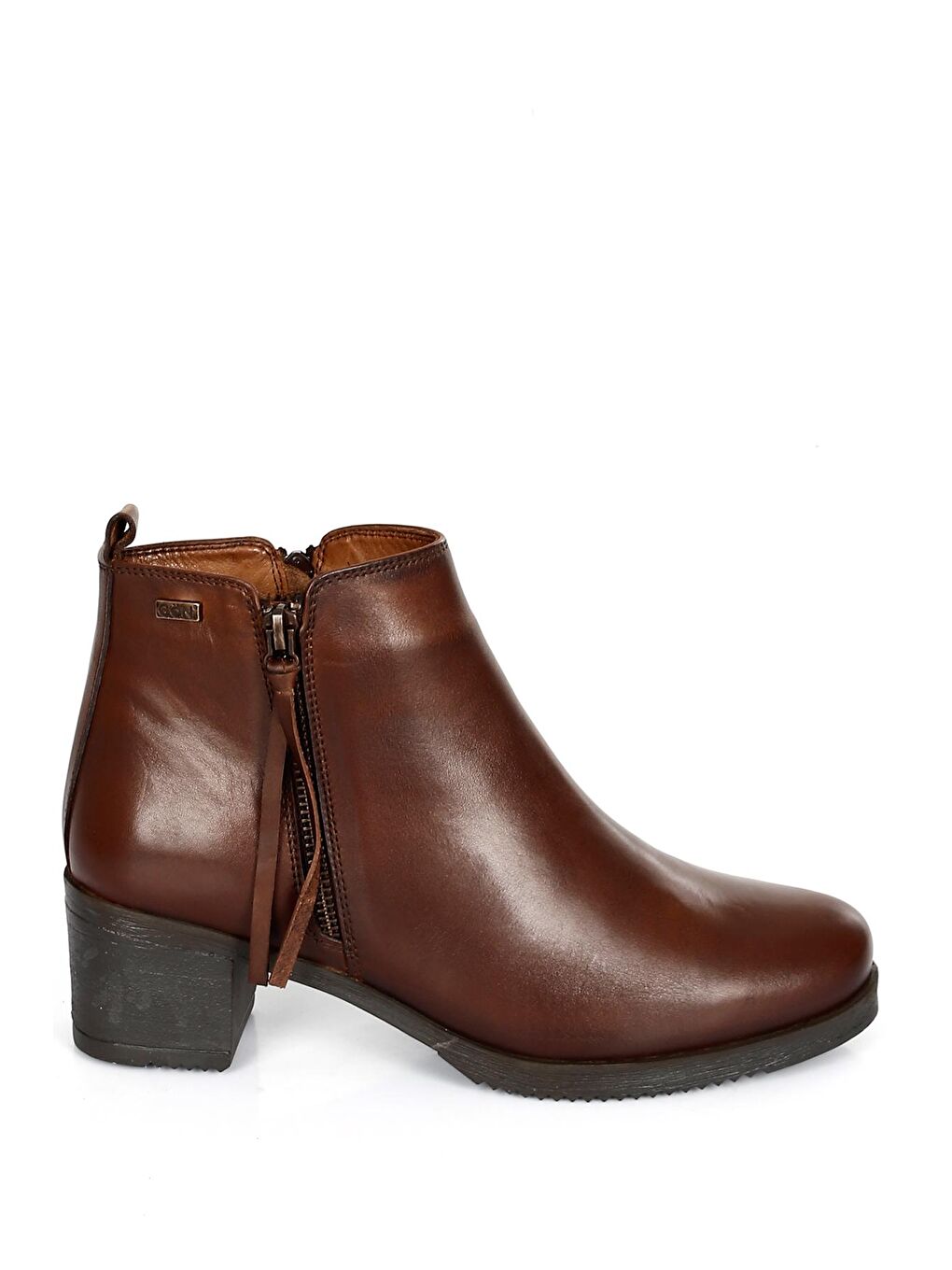 Kahverengi TABA-KAHVERENGİ Gön Hakiki Deri Yuvarlak Burun Topuklu Kauçuk Taban Fermuarlı Kadın Günlük Bot 51460-3