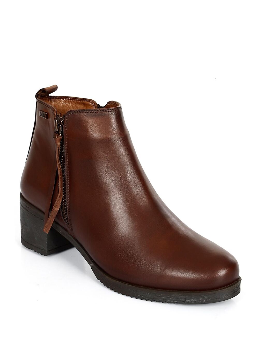 Kahverengi TABA-KAHVERENGİ Gön Hakiki Deri Yuvarlak Burun Topuklu Kauçuk Taban Fermuarlı Kadın Günlük Bot 51460-4
