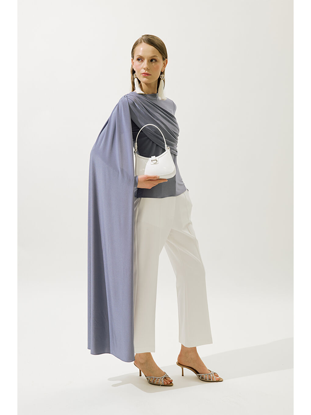 Rugan Tokalı Omuz Çantası Ekru-2