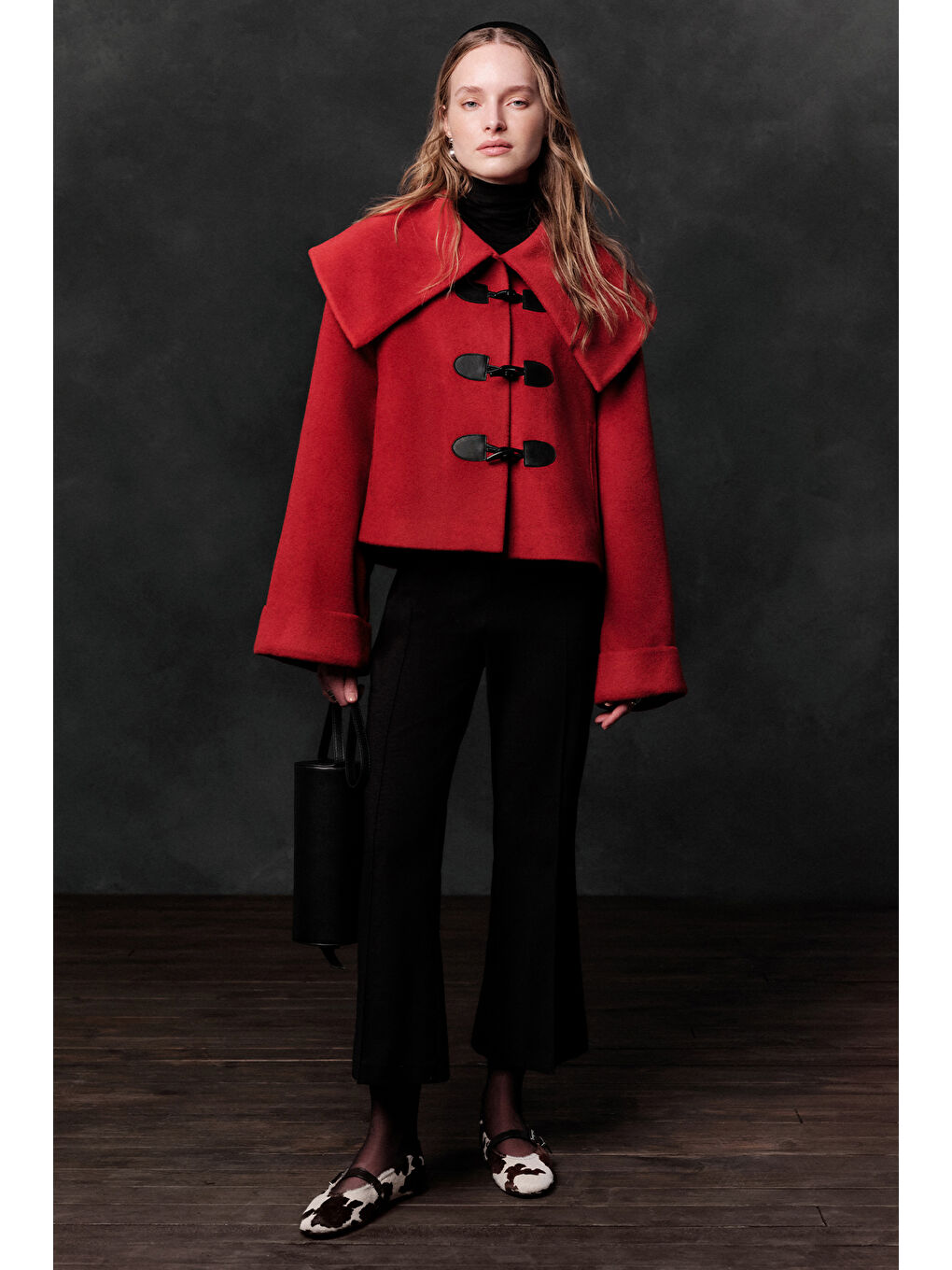 Tokalı Kaşe Kaban Kırmızı-1