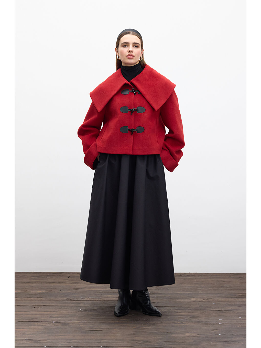 Tokalı Kaşe Kaban Kırmızı-2