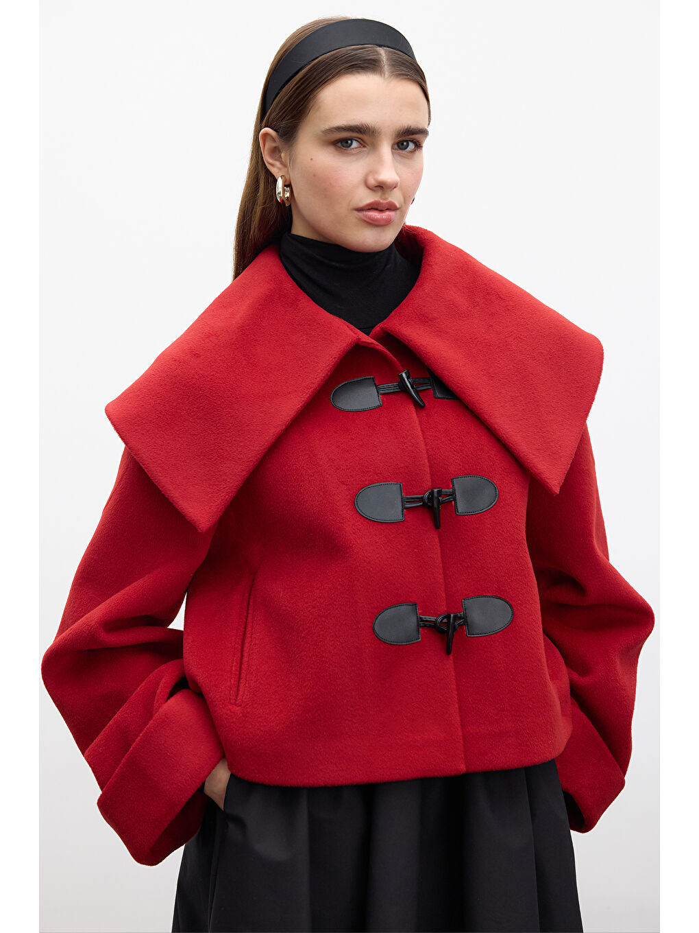 Tokalı Kaşe Kaban Kırmızı-3