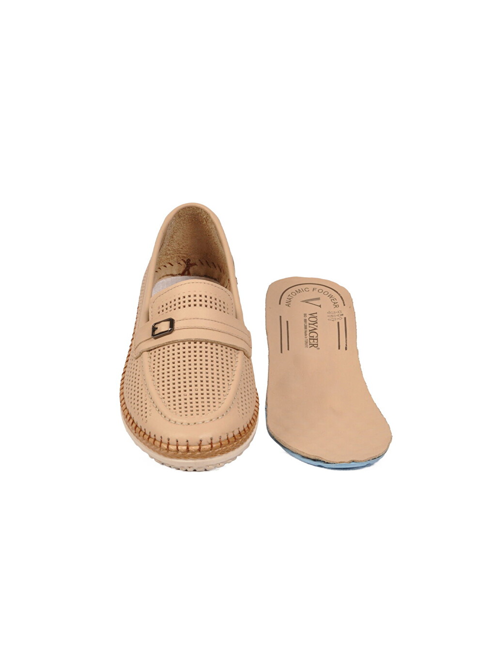 Bej Geniş Kalıp Hakiki Deri Hafızalı Rahat Taban Kadın Casual Ayakkabı Loafer Z142 Z-3